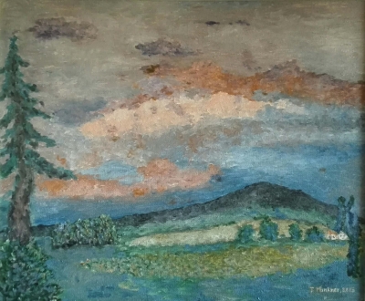 Tasso Minkner: Abendstimmung, Öl 2015